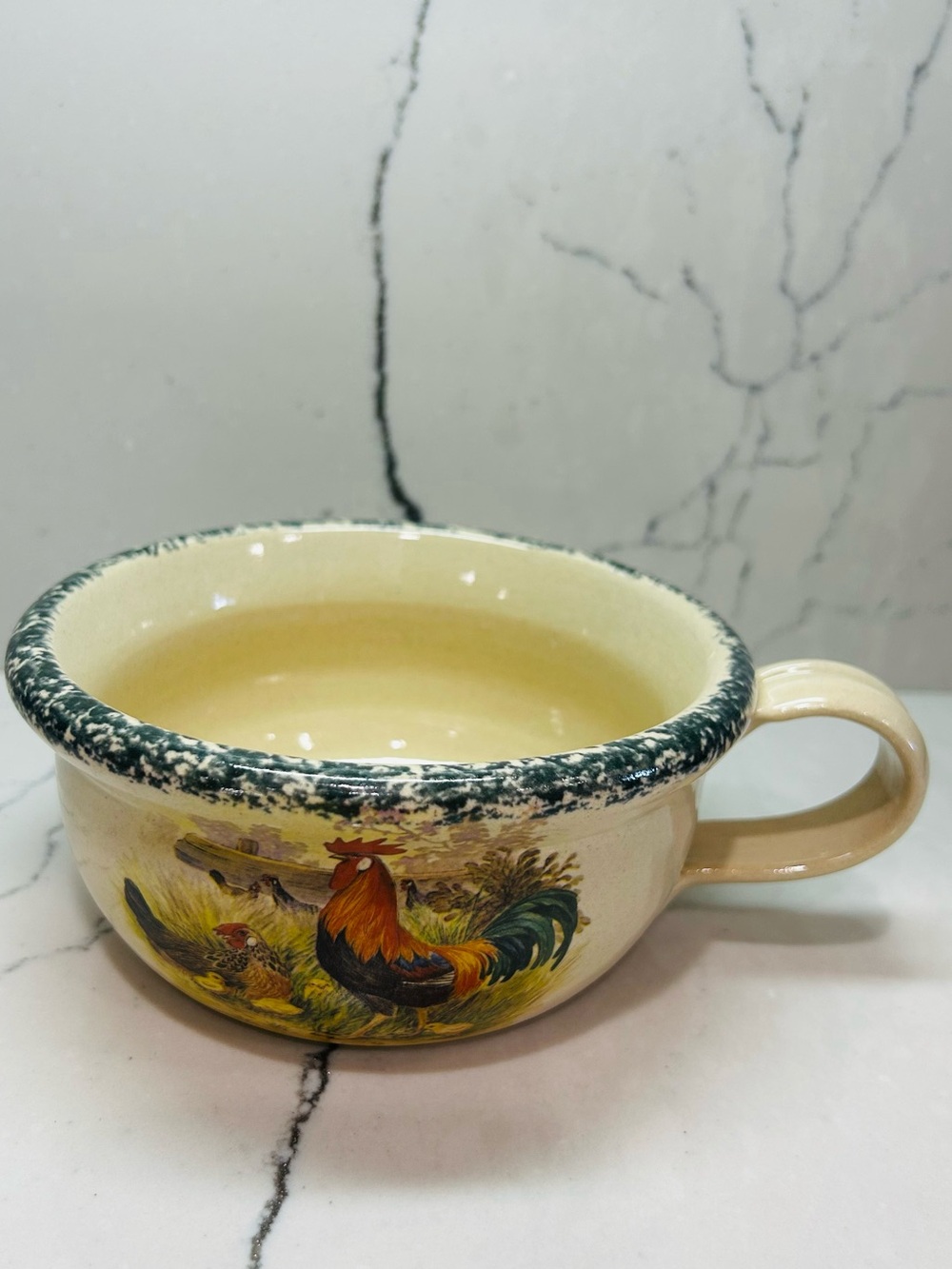 Vintage Casey Pottery Rooster Ceramic Soup Bowl with Handle